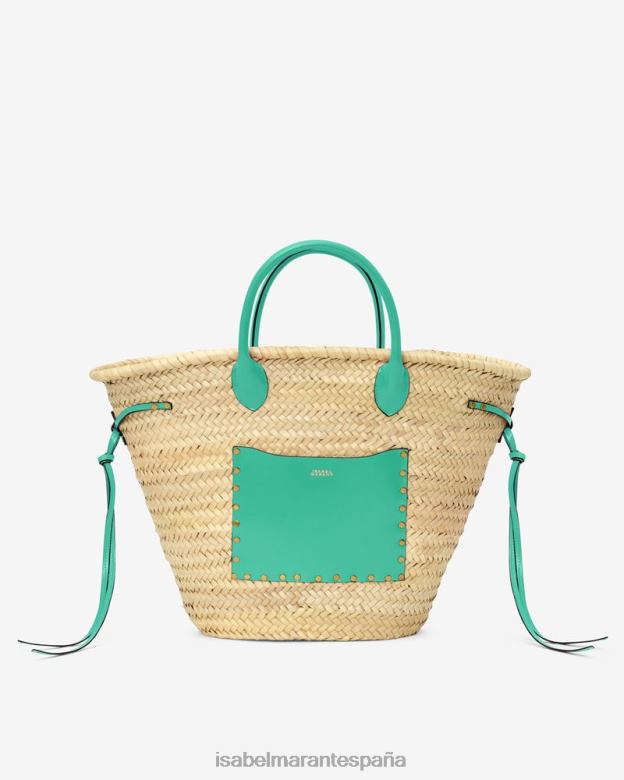 unisexo bolso cesta cadix de rafia y piel Isabel Marant natural/verde accesorio 8DHLP987