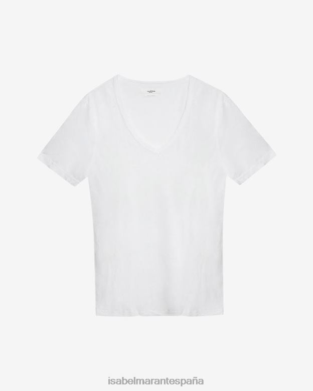 mujer camiseta con cuello en v de kranger Isabel Marant blanco ropa 8DHLP445
