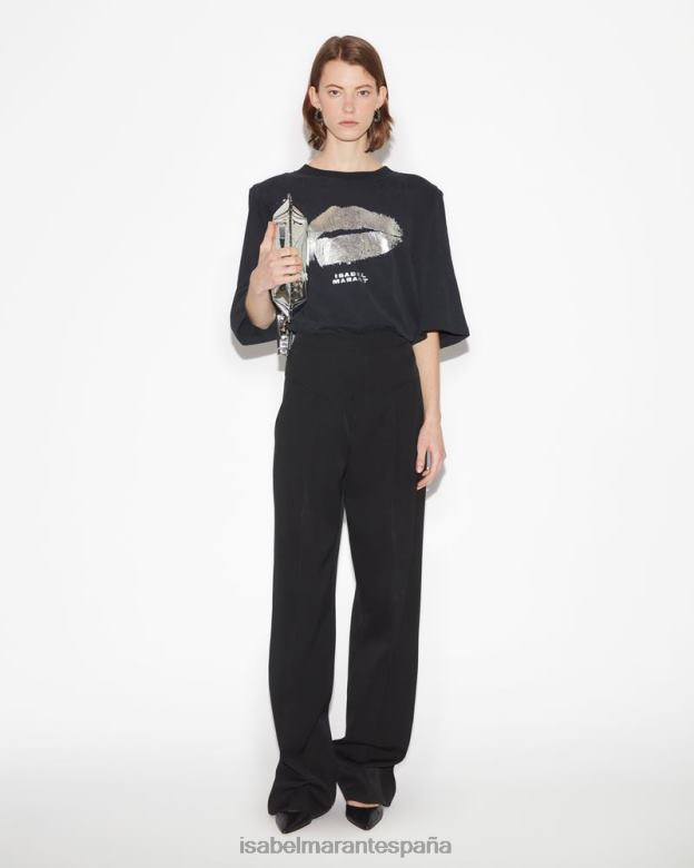 mujer camiseta de algodón Isabel Marant negro/plata ropa 8DHLP247