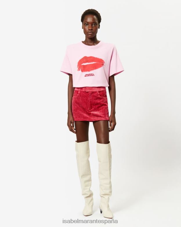 mujer camiseta de algodón ben Isabel Marant rosa ropa 8DHLP249