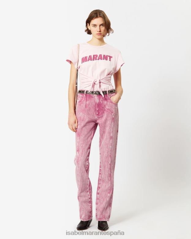 mujer camiseta de algodón zodia Isabel Marant rosa claro/rosa ropa 8DHLP421