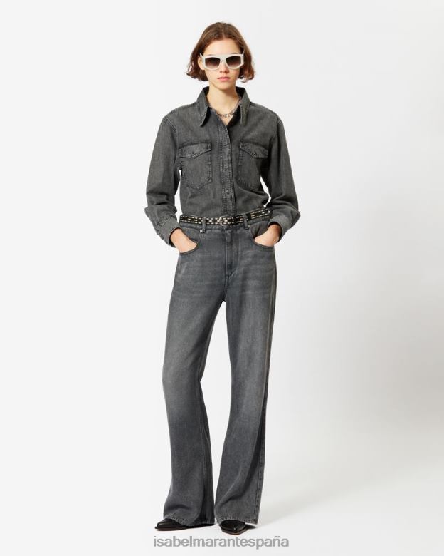 mujer jeans acampanados belvira Isabel Marant gris ropa 8DHLP545