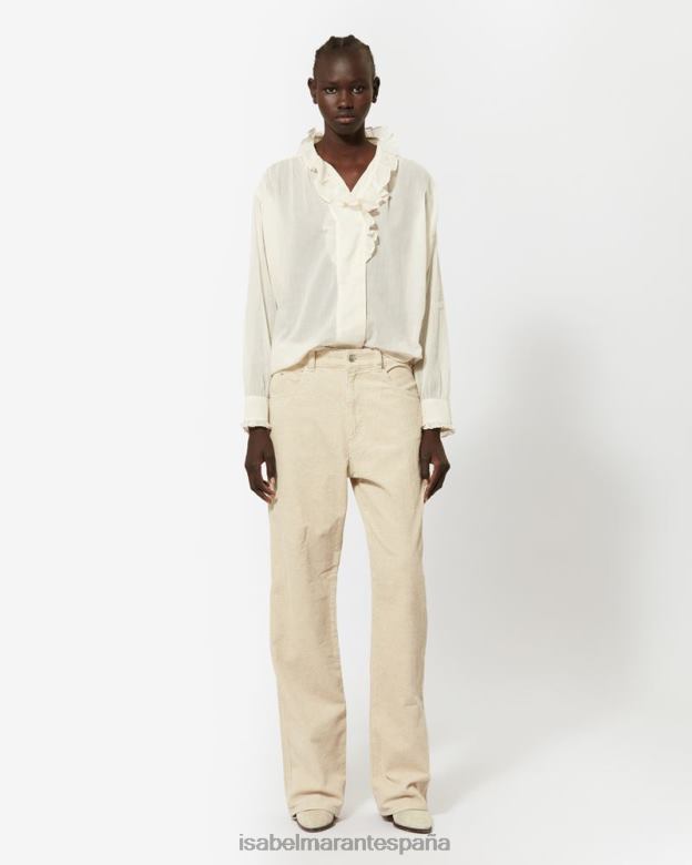 mujer pantalones de algodon ruano Isabel Marant beige ropa 8DHLP693