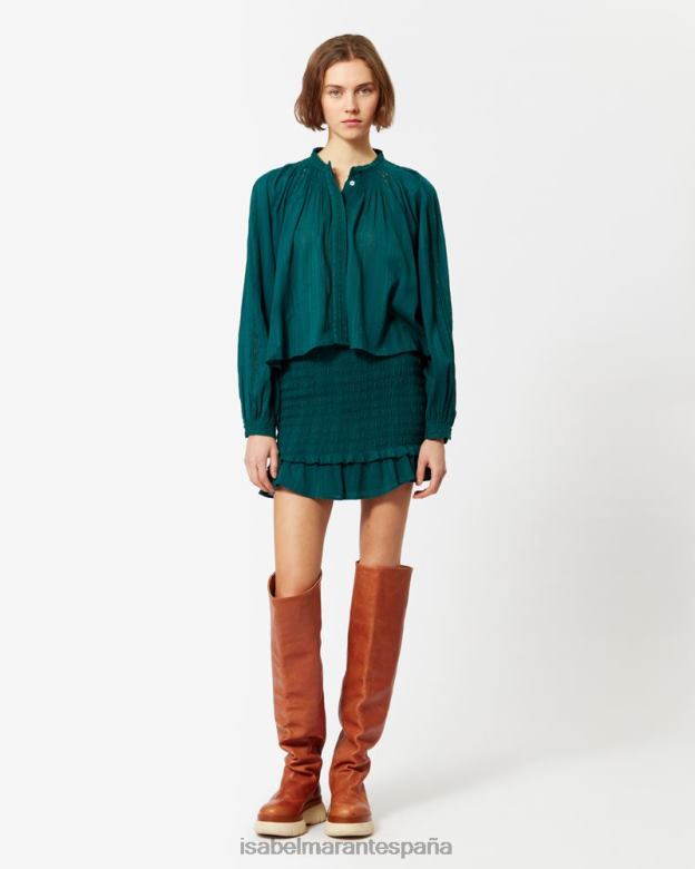 mujer falda de algodón dorela Isabel Marant verde azulado ropa 8DHLP620