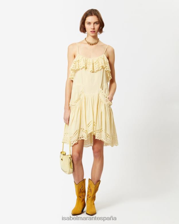 mujer vestido de algodón keoli Isabel Marant amarillo ropa 8DHLP641