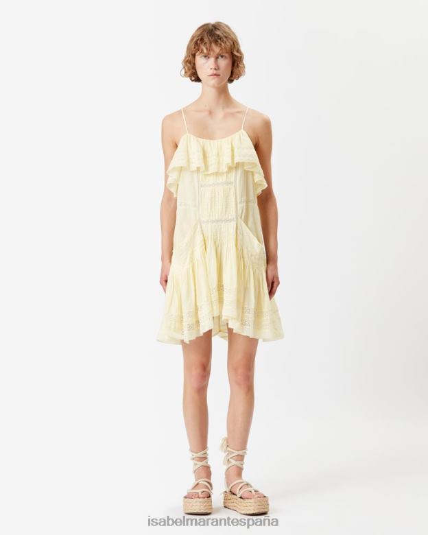 mujer vestido de algodón molibdeno Isabel Marant amarillo claro ropa 8DHLP642