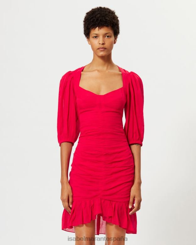 mujer vestido lunesa de algodon Isabel Marant rojo amapola ropa 8DHLP624