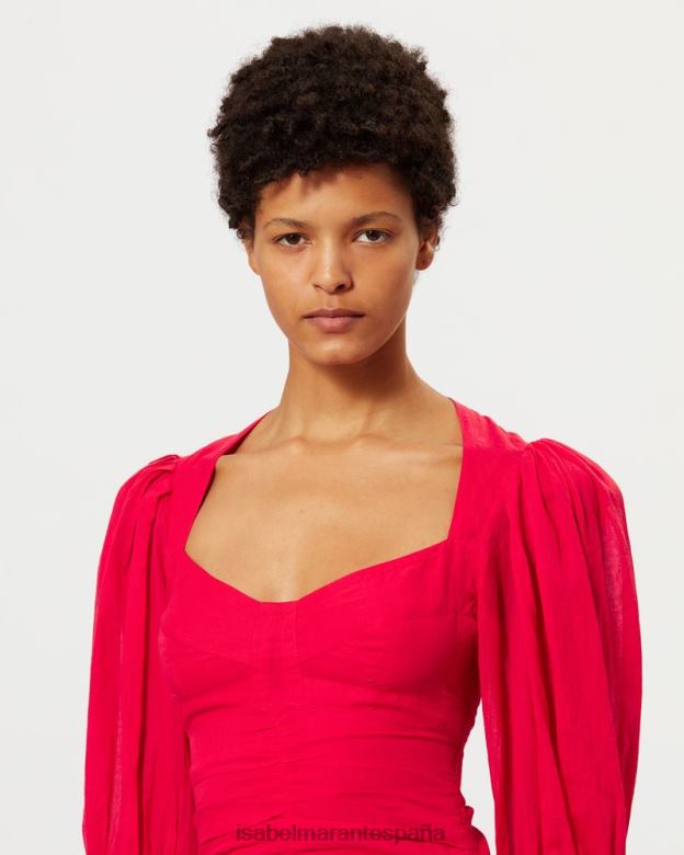 mujer vestido lunesa de algodon Isabel Marant rojo amapola ropa 8DHLP624